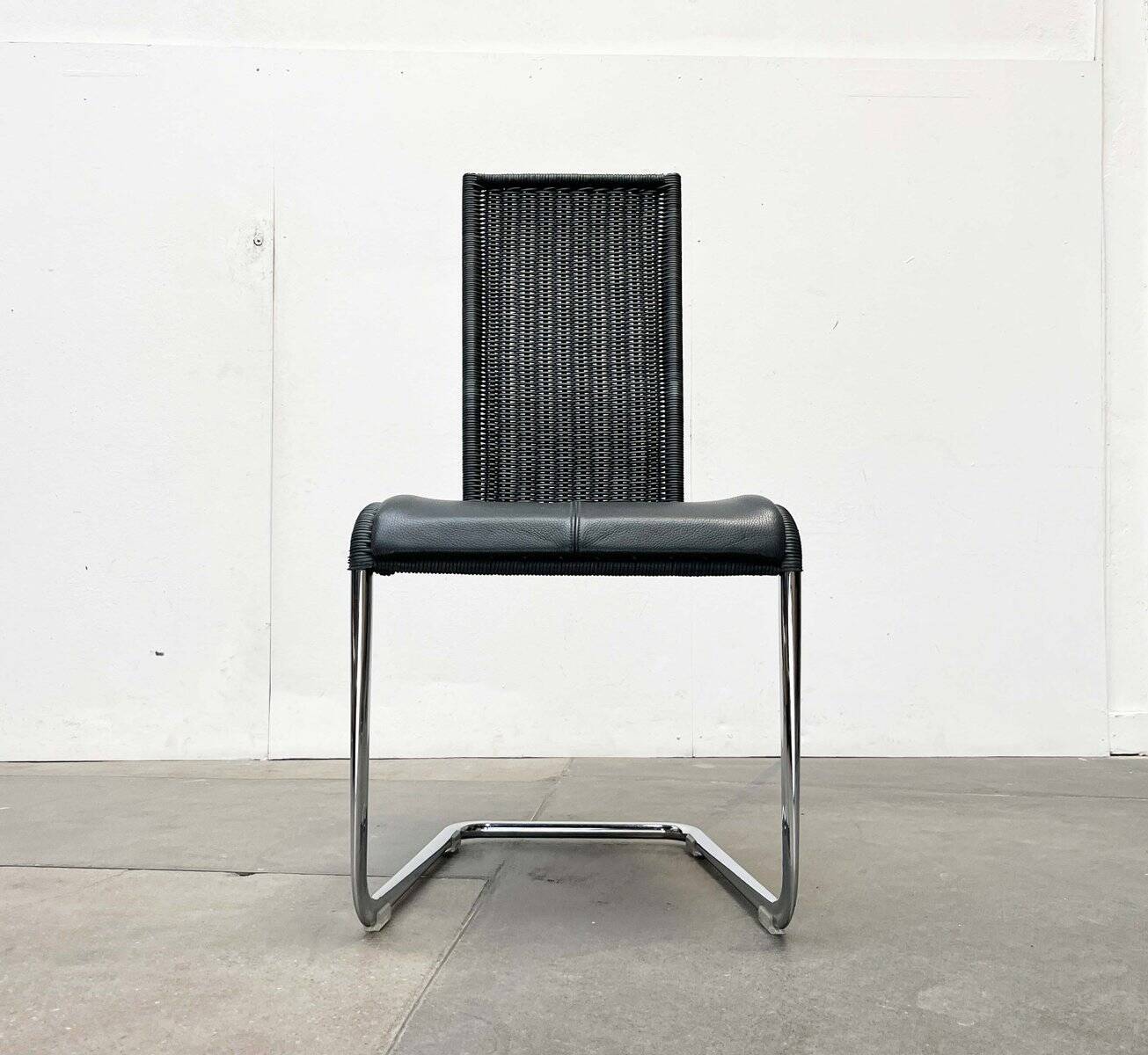 Grey German cantilever chairs B25 with leather cushions from Tecta, set of 4.