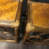 Pair of bamboo rattan bedsides