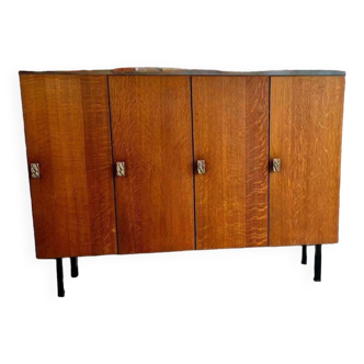 Vintage narrow cabinet with art deco handles