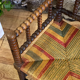 Pair of corner armchairs paillés in turned wood antique multicolored seat