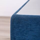 Vintage coffee table from the 70s, blue fabric, tasty designs