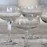 Mismatched vintage cut crystal champagne glasses