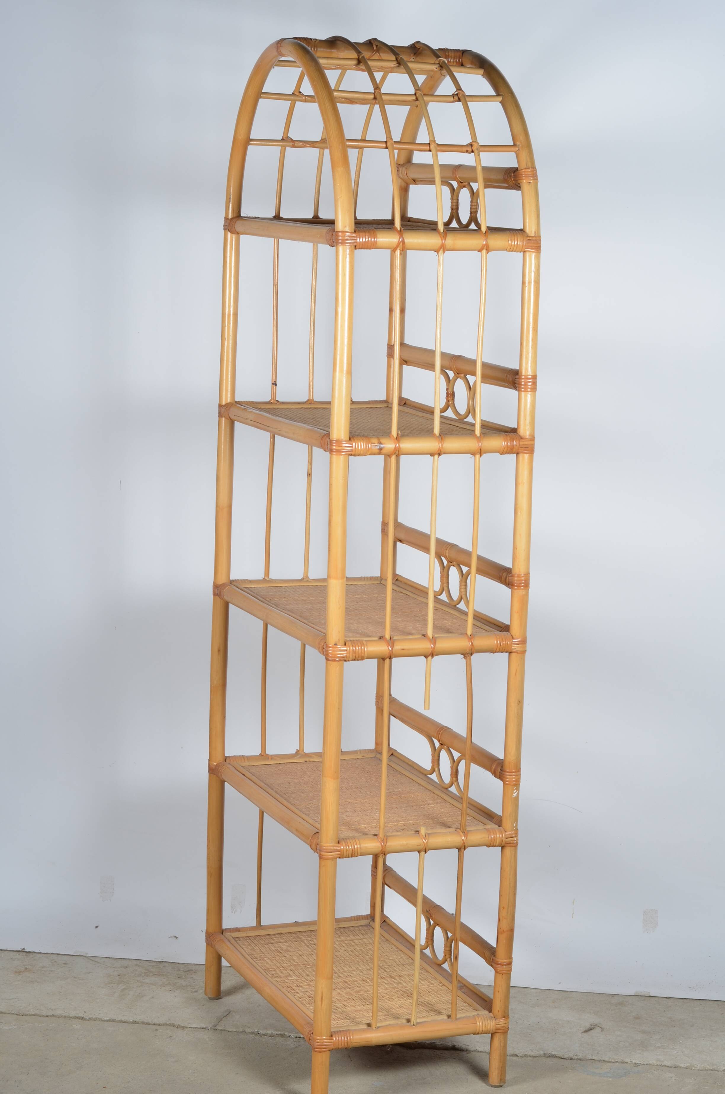 Rattan bookcase-shelves
