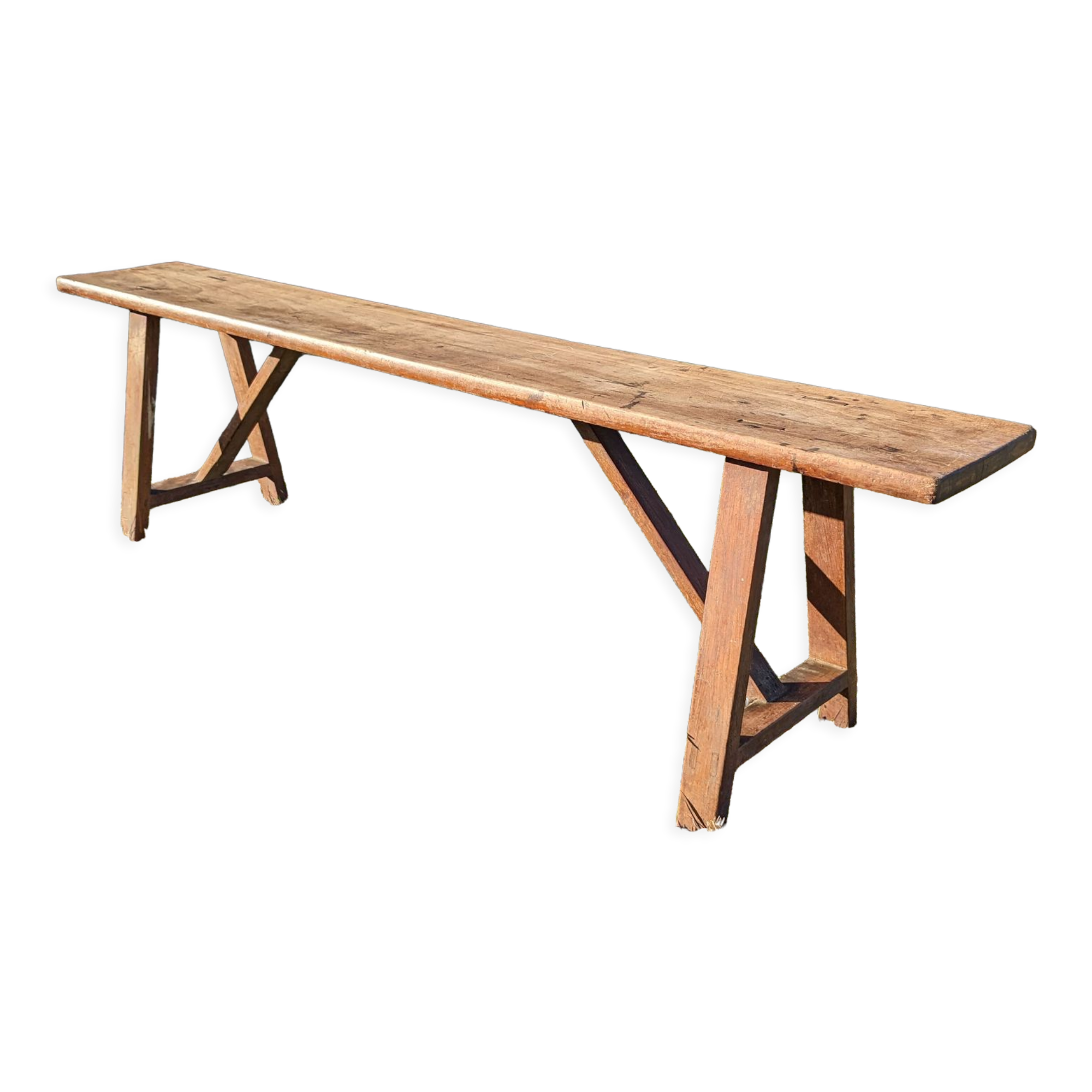 Solid wood truss bench