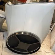 Swivel lounge chair ottoman footrest leather Mantis Gerard Van den Ber