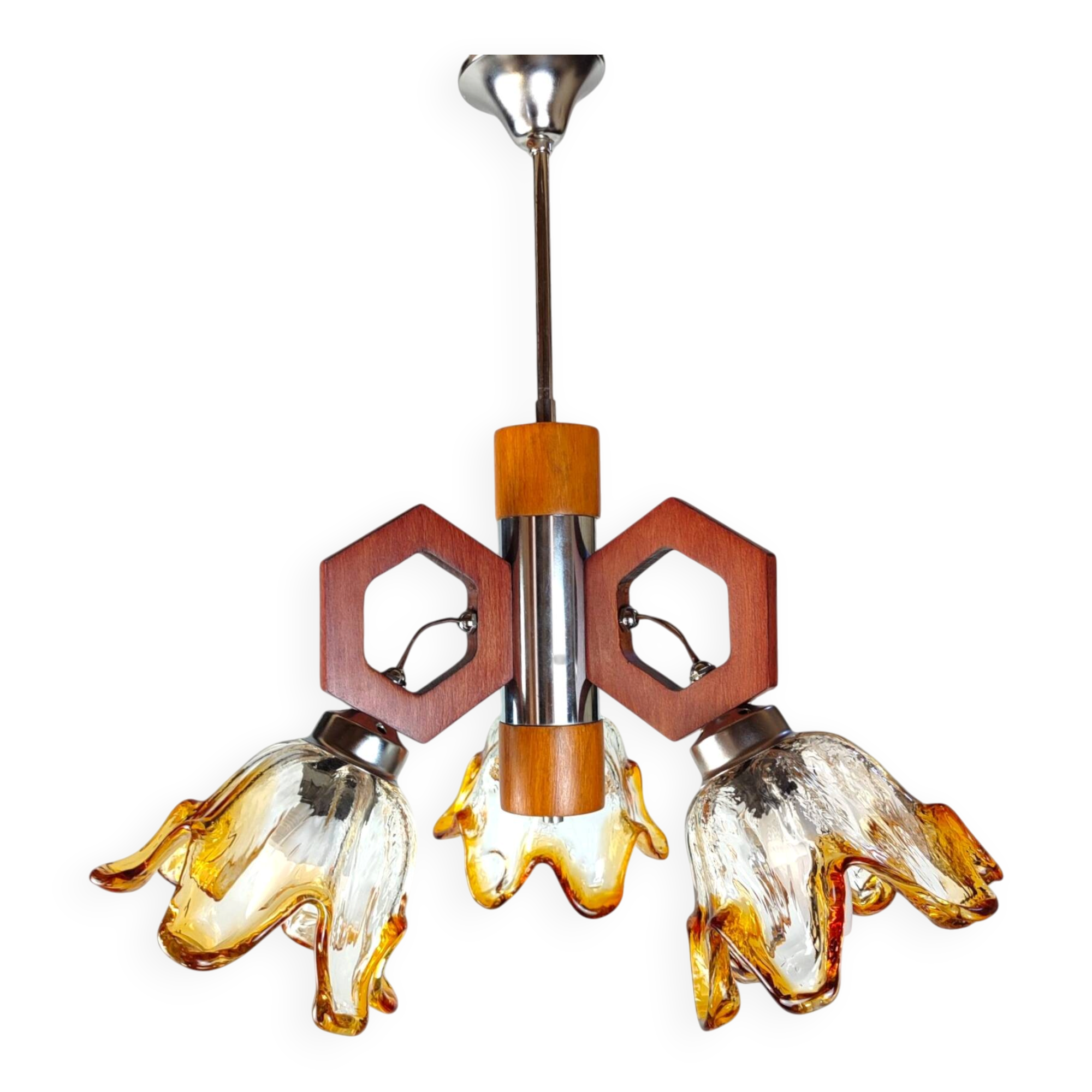 Lustre Space Age à 3 feux – Années 1970
