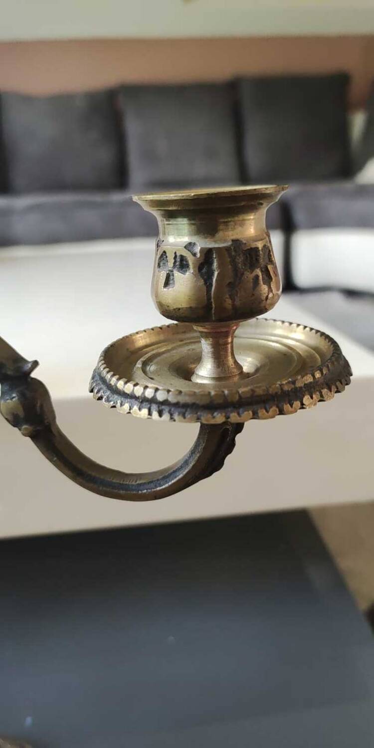 Pair of 3-arm curved chandeliers. Baroque/Rocaille style.