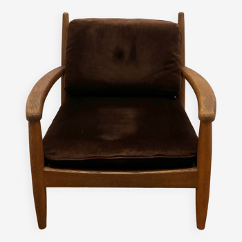 Scandinavian brown velvet armchair