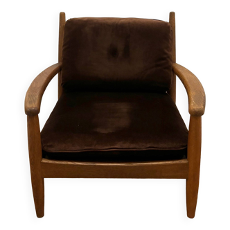 Scandinavian brown velvet armchair