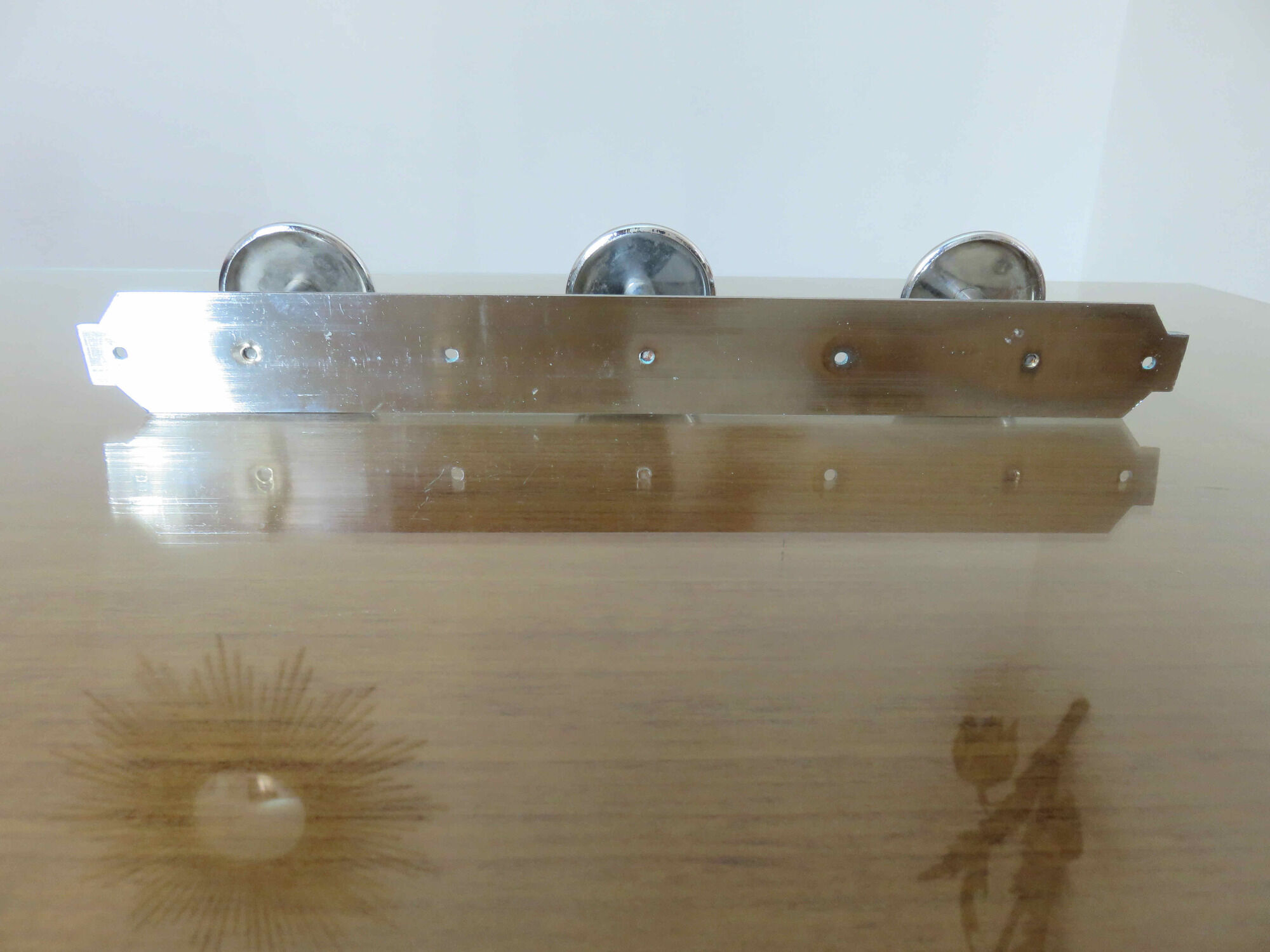 Coat rack in nickel-plated brass, 3 hooks art deco years 40 50