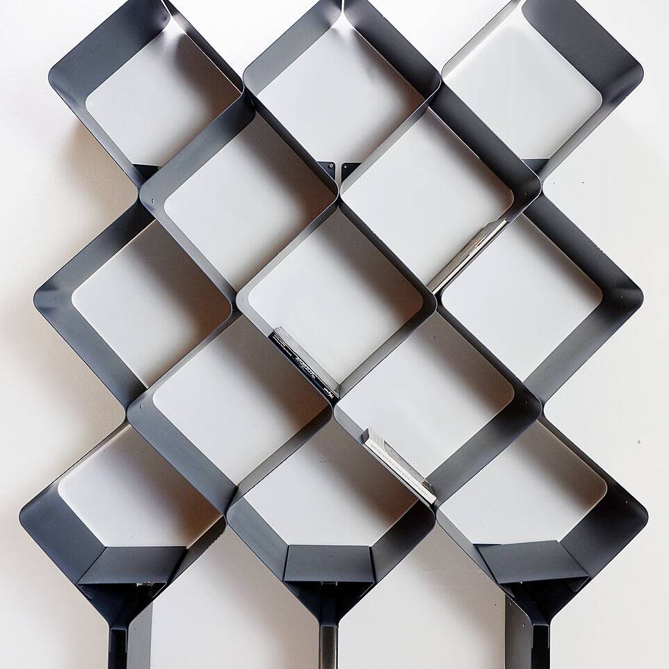 Honeycomb metal wall shelf