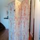Rare folding screen with notches "Pierre Frey fabric" upholstery finish.