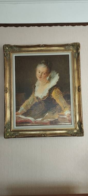 Oil on canvas painting by Jean Honoré Fragonard "Reading"