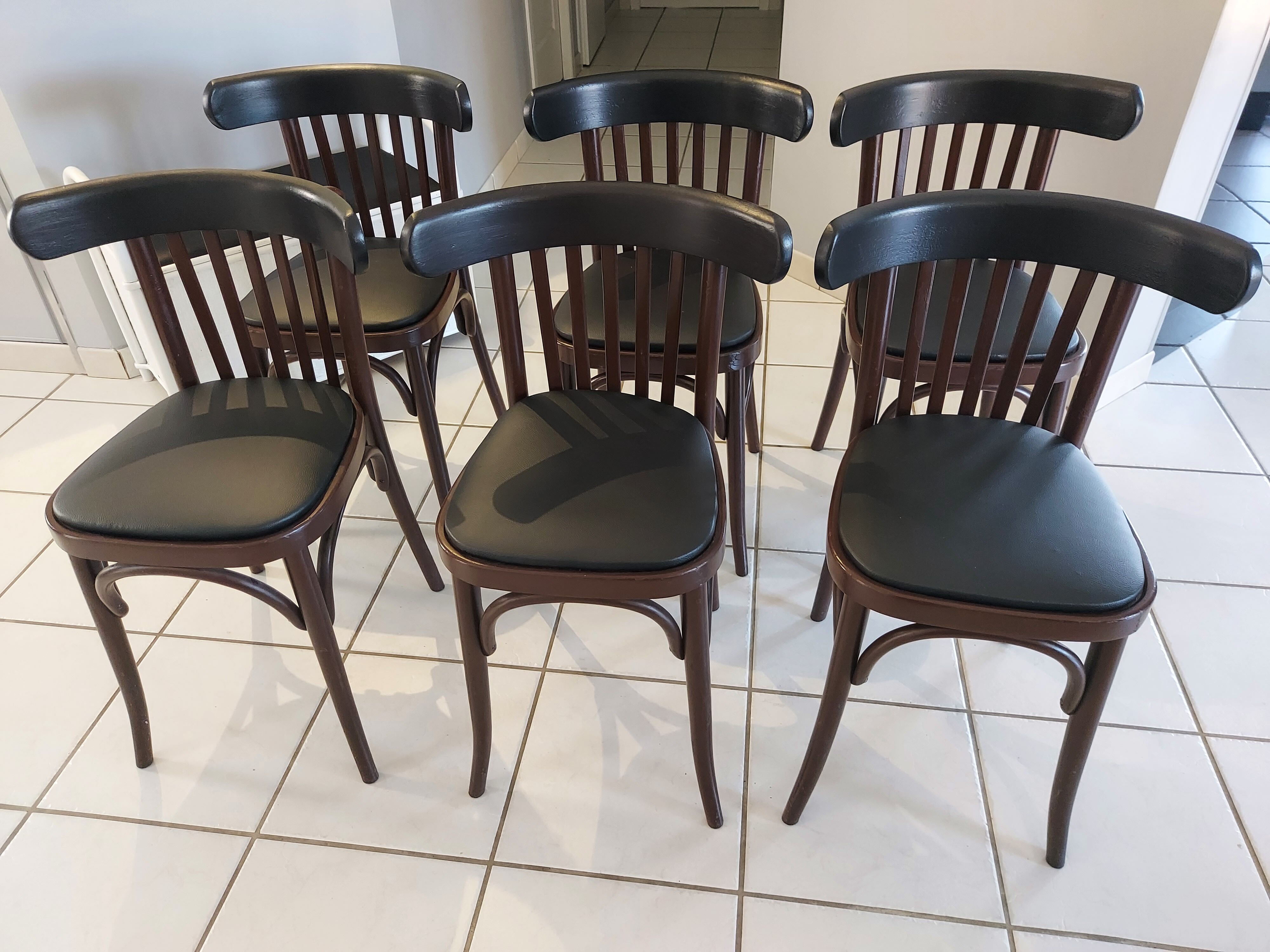 Suite of 6 chairs of vintage bistrot 1960