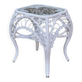 Peacock white rattan side table 1970