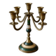 Vintage 5-light candelabrum in brass – Green and white decor