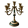 Vintage 5-light candelabrum in brass – Green and white decor