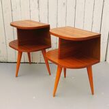Pair of bedside tables in varnished wood 60
