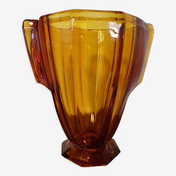 Vase art déco ambre année 30 Republique tchèque