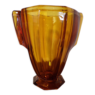 Vase art déco ambre année 30 Republique tchèque
