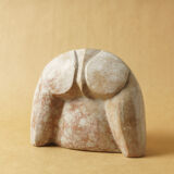 Abstract sculpture stone pink marble contemporary signed