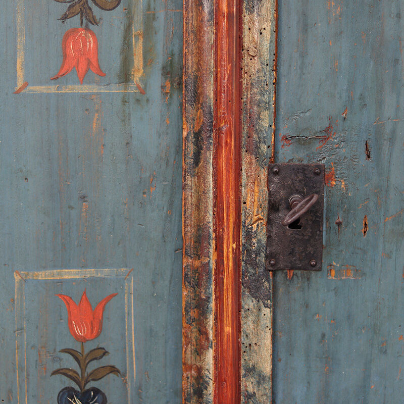 Rustic Farmhouse Folk Art Painted Bridal Wardrobe 1811