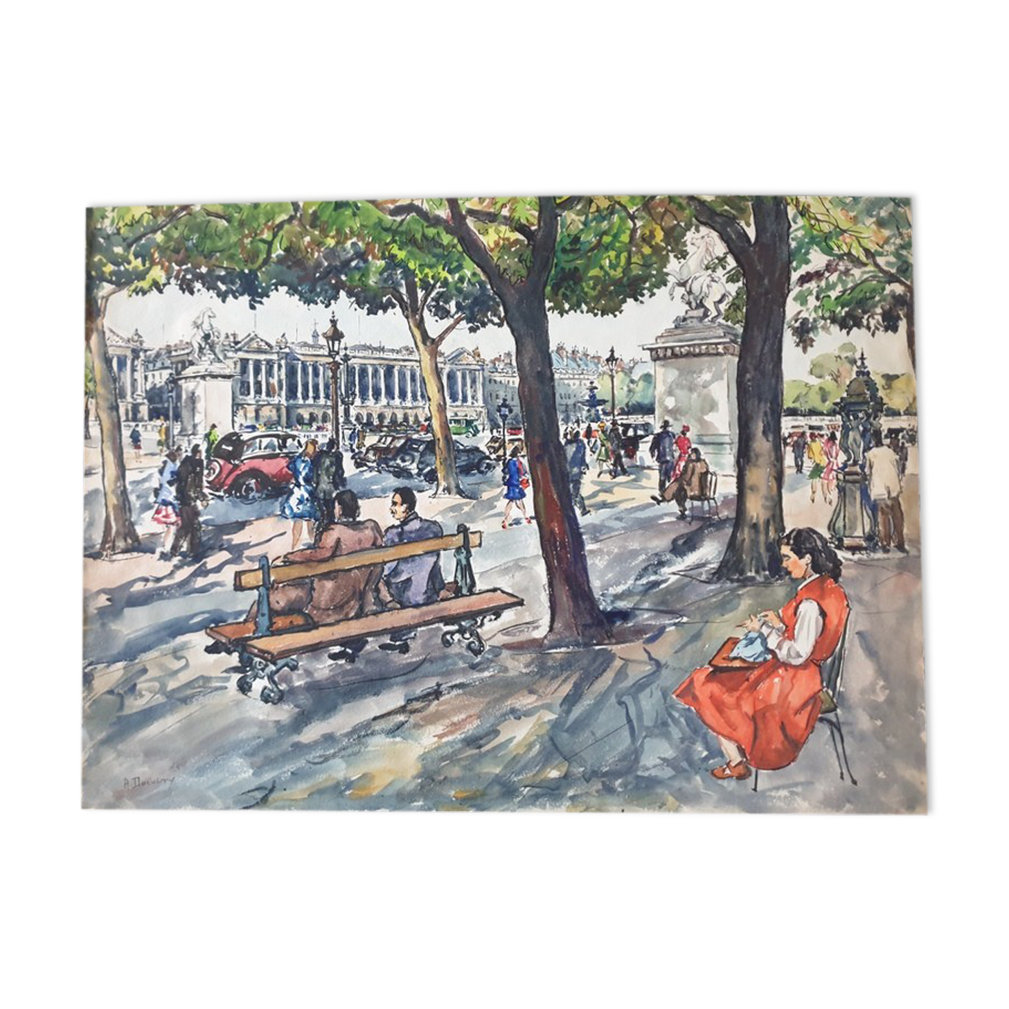 André Duculty (1912-1990) Watercolor on paper "Pont Alexandre III à Paris" Signed lower left