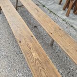 Pair of rustic oak and fir farmhouse benches 1900s - 3m85