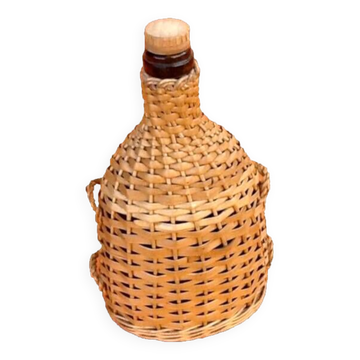 Années 1940 Bouteille Osier naturel tressé