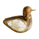Wood brass duck and mother-of-pearl