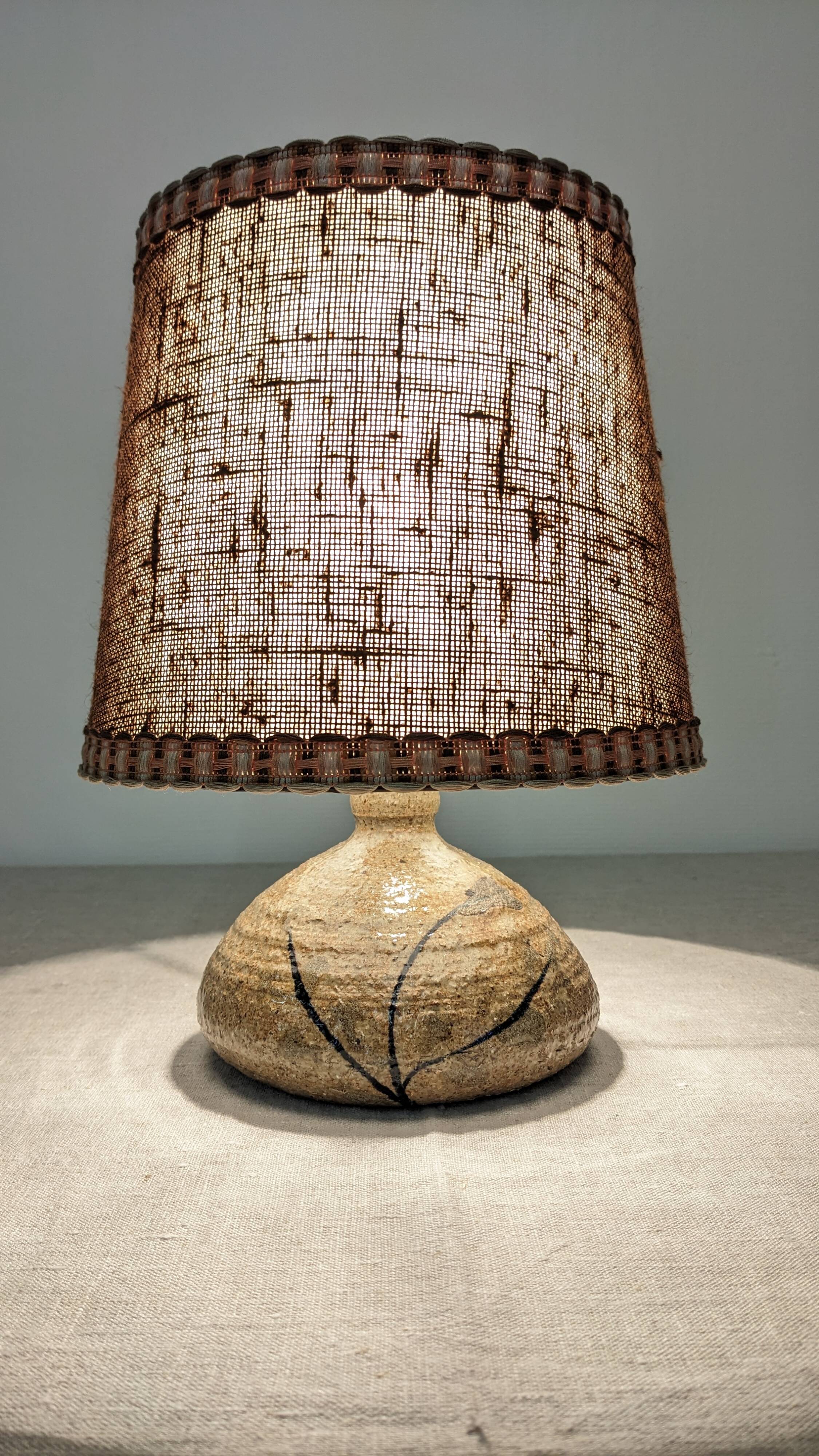 Vintage bedside lamp in glazed sandstone from the 50s/60s