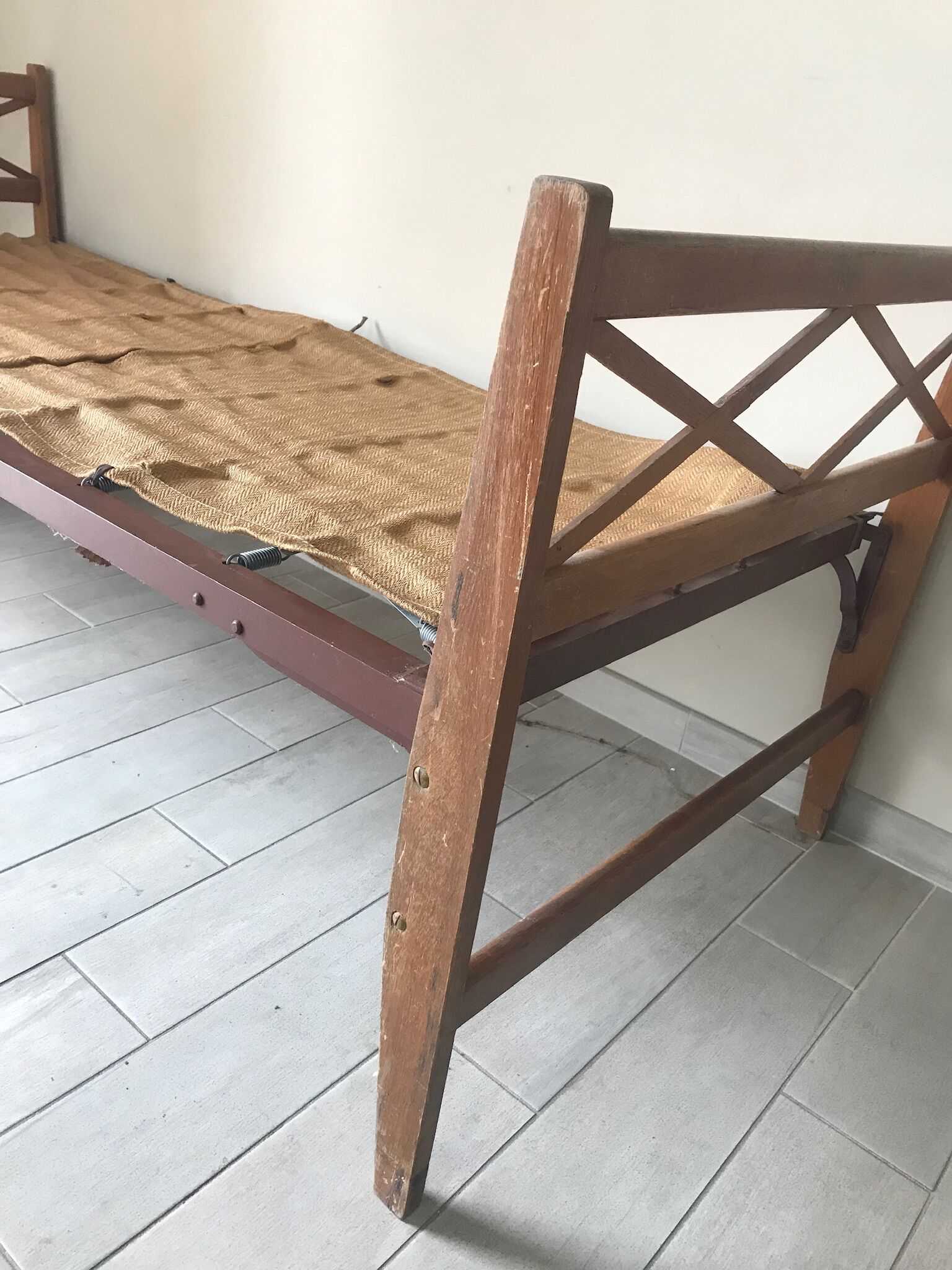 Wood bed Day bed vintage 50s 60s braces