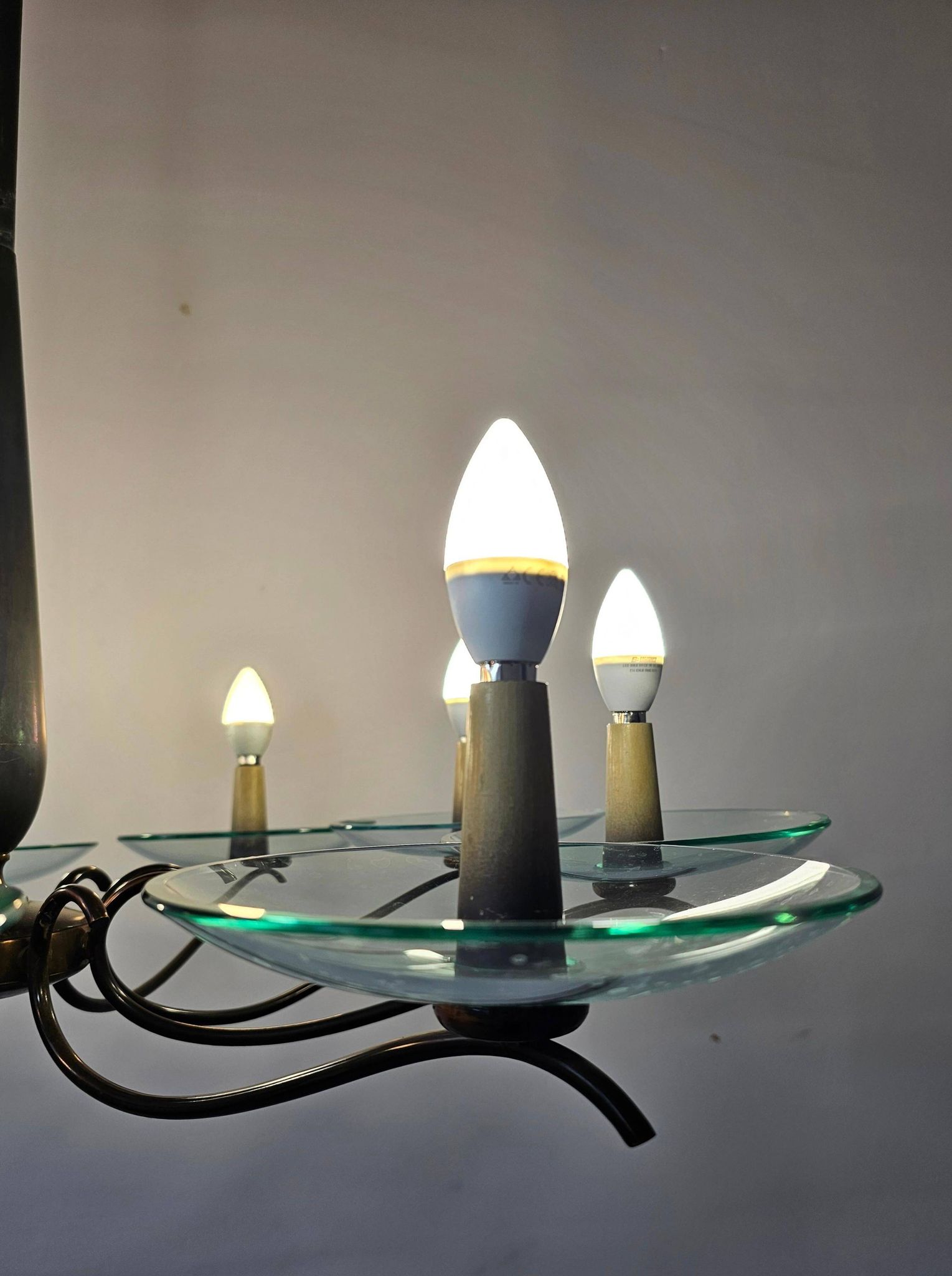 Brass Mid-Century Chandelier in the style of Pietro Chiesa