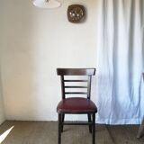 Lot de 20 chaises bistrot TON en bois et skaï rouge vintage.