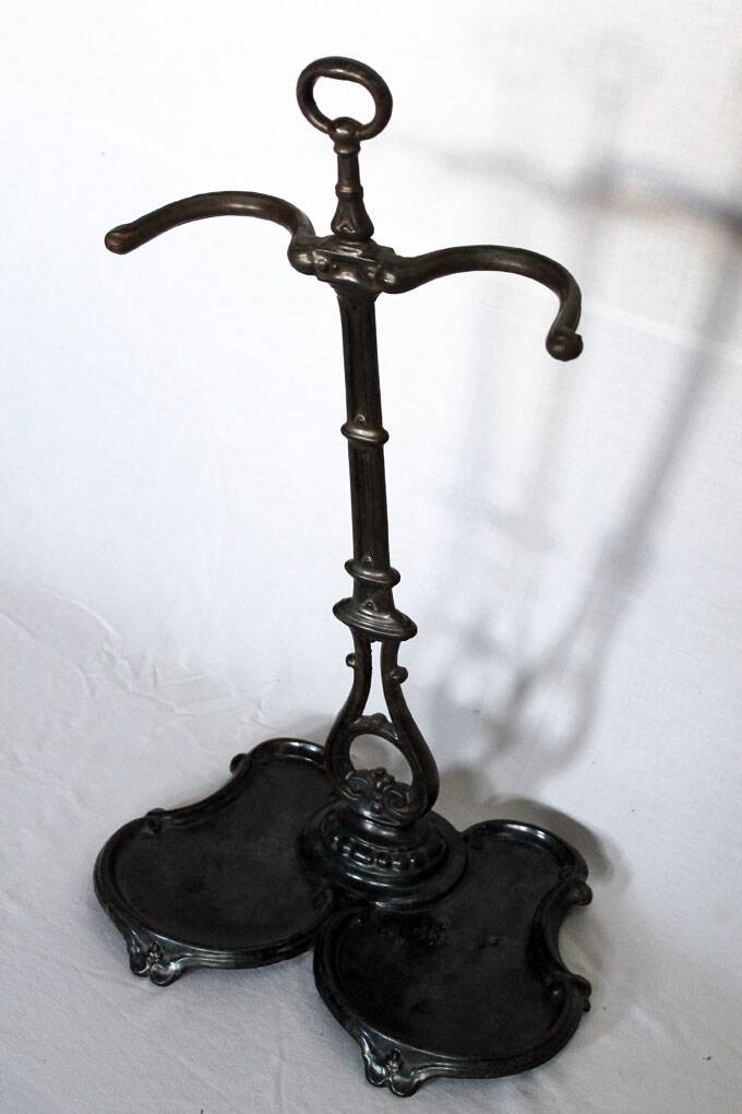Fireplace tool set, cast iron and wrought iron