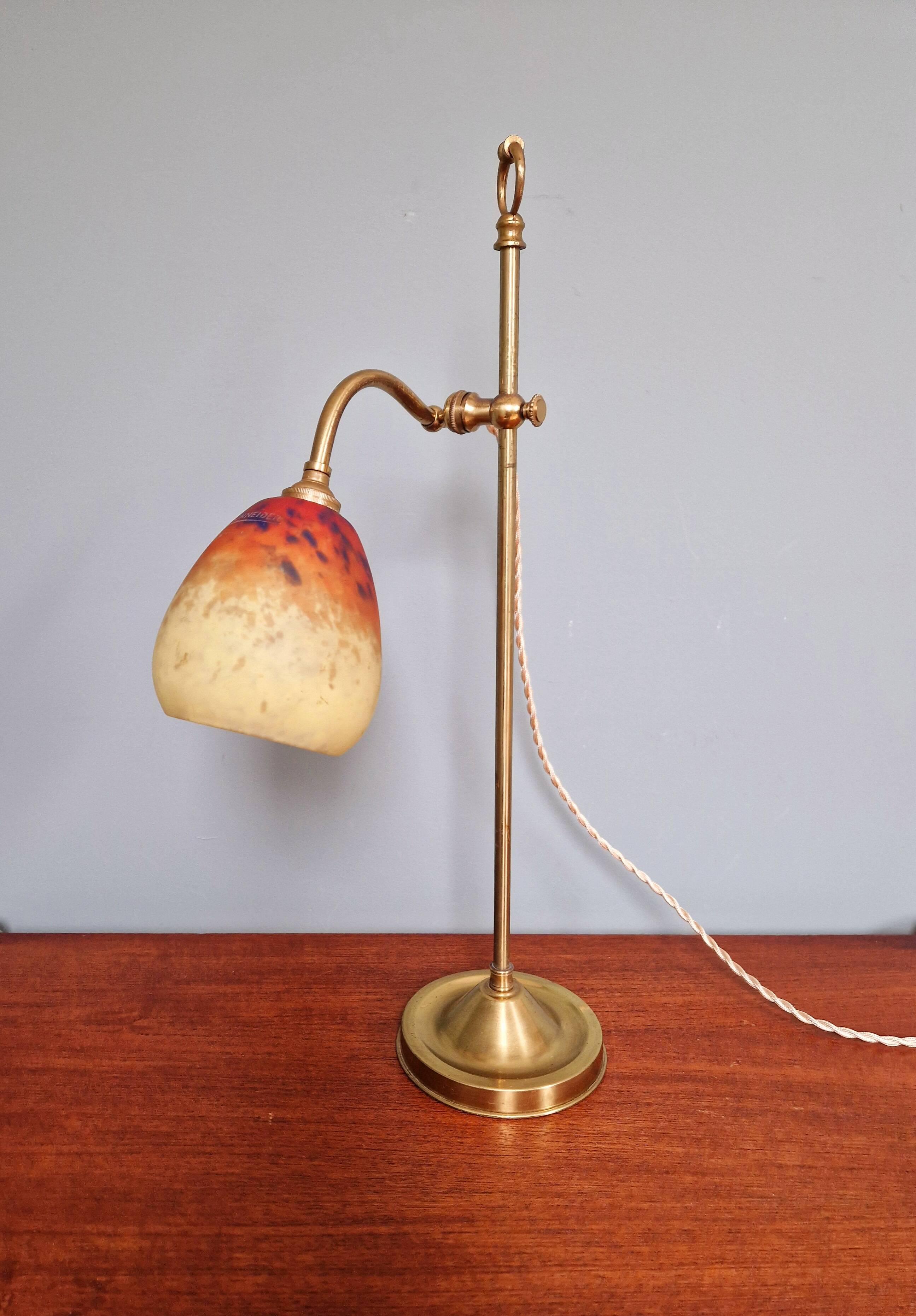 Art Deco desk lamp, glass signed Schneider, 1920s