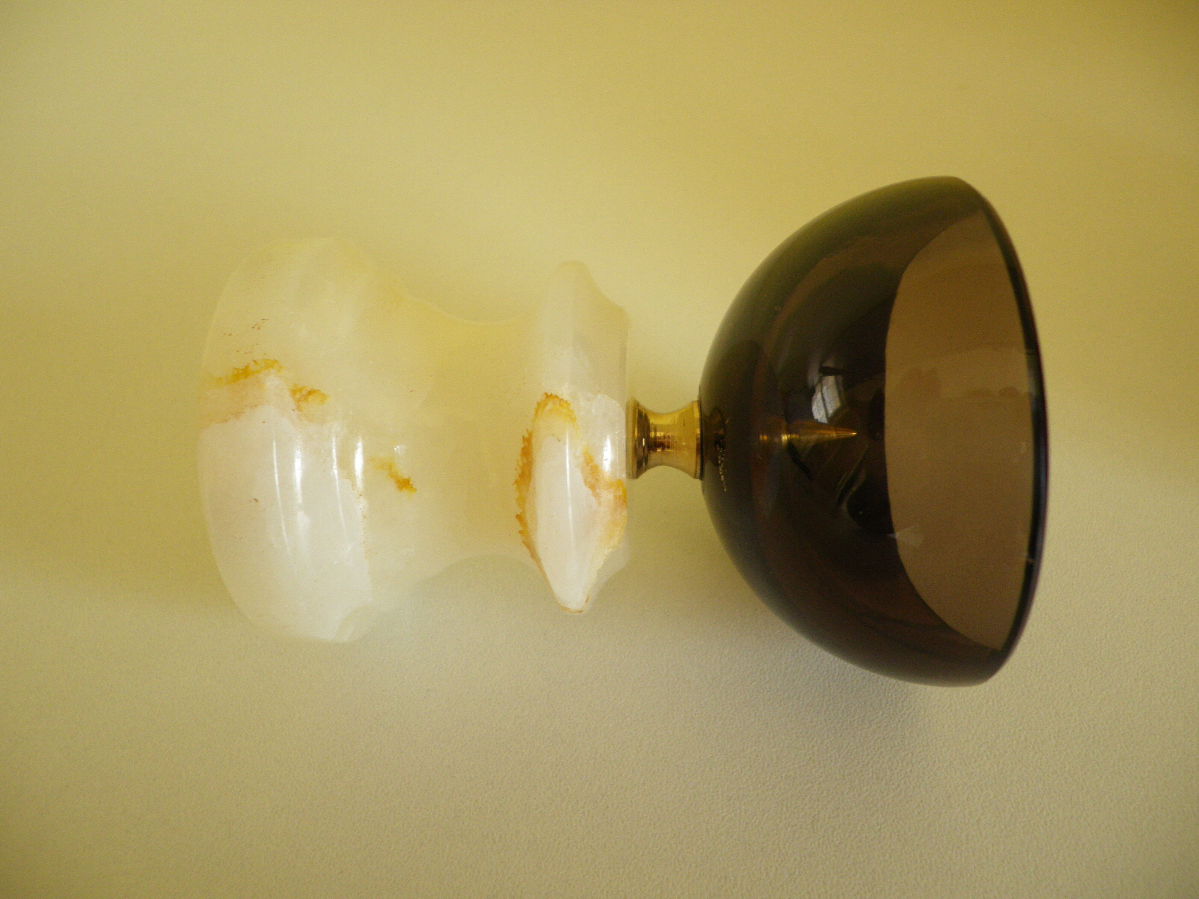 Pair of candlesticks in Crystal and onyx stone