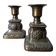 Pair of antique bronze candlesticks, bohemian country decor