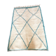 Berber carpet blessed ouarain true turquoise blue with diamonds in wool