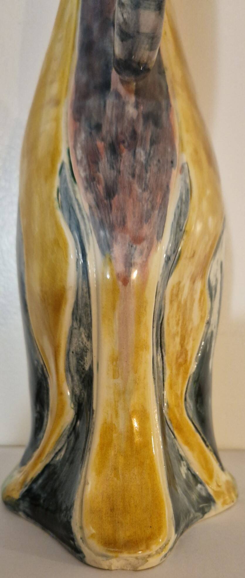 Paire de grands pichets zoomorphes en céramique émaillée, Vallauris, 1960