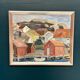 Huile sur toile suédoise d'époque mi-siècle – « Village côtier » par Tryggve Örn, vintage et encadrée – 59,5 × 50,5 cm (23,4" × 19,9")