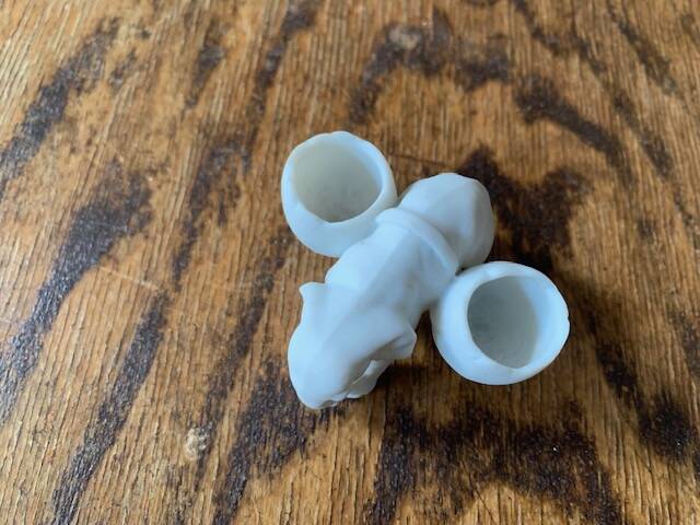 Small elephant in biscuit porcelain, 19th century salt cellars