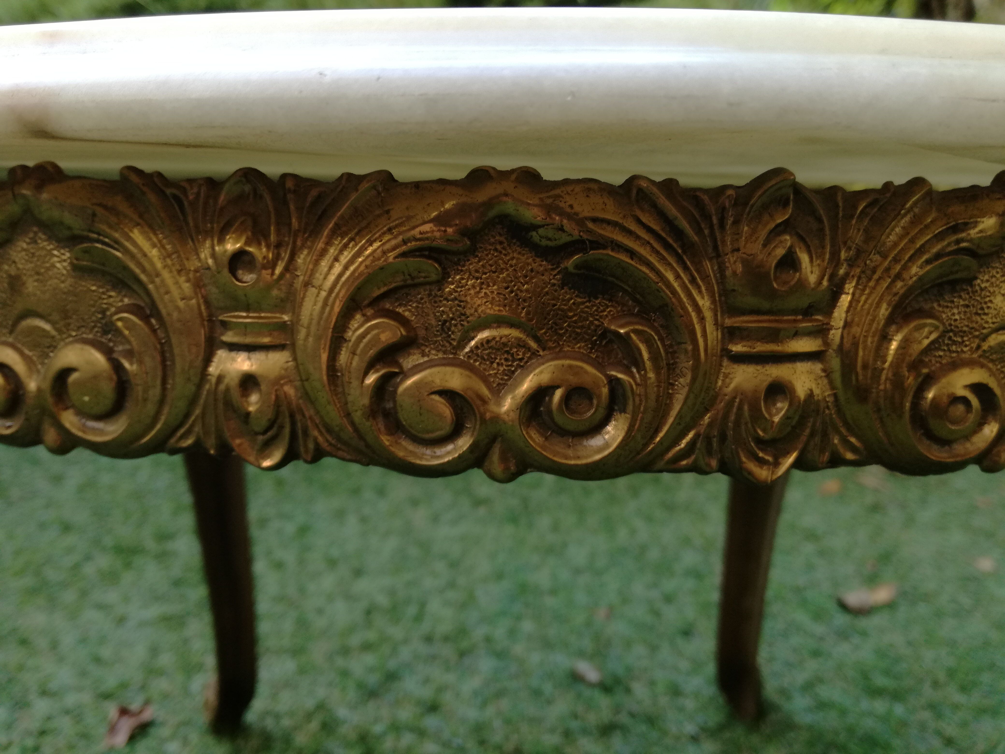 Louis XV coffee table bronze and marble