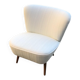 Pair of white club armchairs in beech and fabric, Mid-Century Hungarian style 1950s.