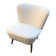 Pair of white club armchairs in beech and fabric, Mid-Century Hungarian style 1950s.