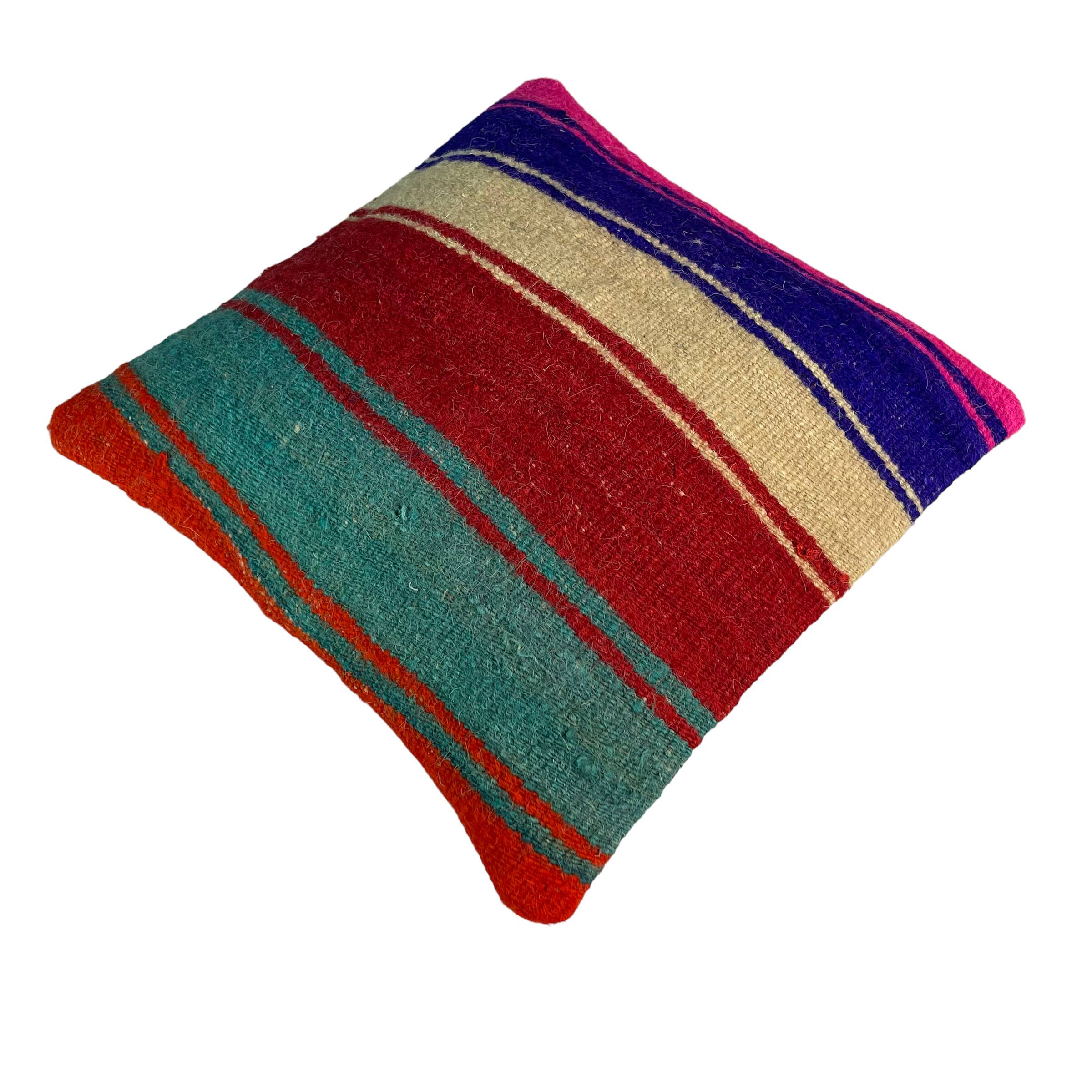 Vintage turkish kilim cushion cover , 40 x 40 cm