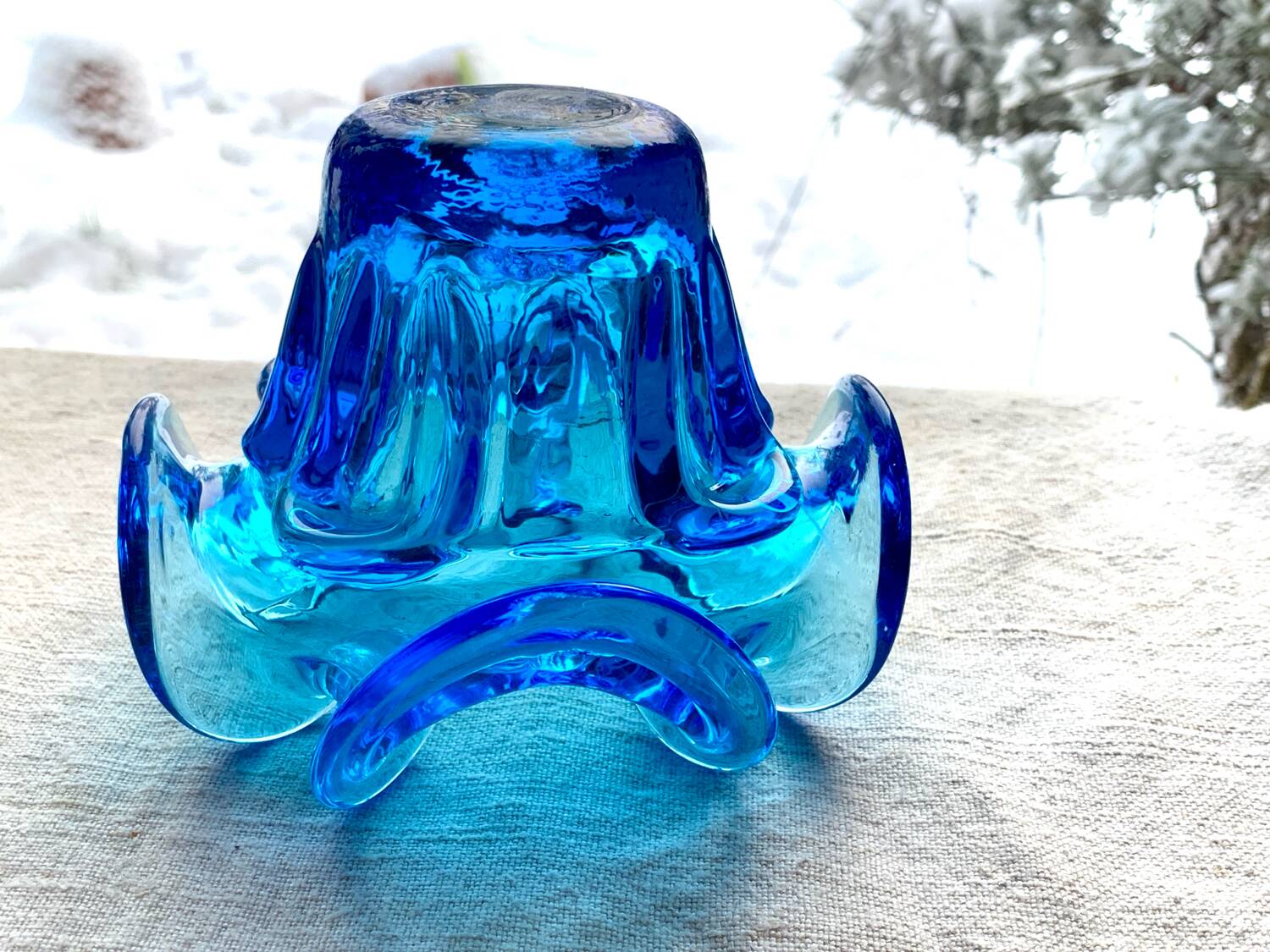 Vintage blue Murano glass catchall