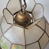Set of 3 chandeliers in mother-of-pearl and brass