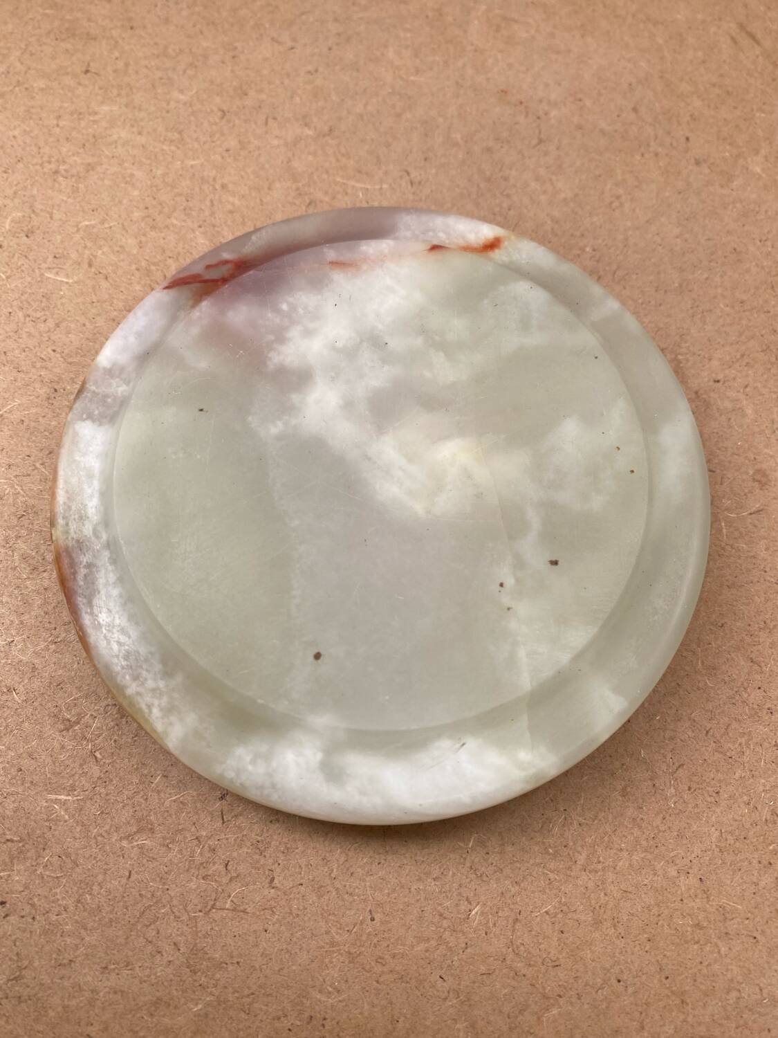 Antique Alabaster Ashtray + Brass Surround Vintage Smoker Accessories #B181