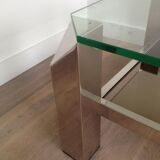 Chromed coffee table with glass tops and mirror